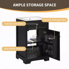 Meuble Lavabo Salle de Bain 50 cm avec Porte à Fermeture Douce Étagère de Rangement Réglable Noir