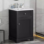 MAYEERTY 20 Bathroom Vanity with Sink Soft Closing Door Storage Rack Adjustable Shelf Black