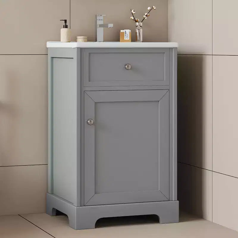 Meuble Lavabo Salle de Bain 50 cm avec Porte à Fermeture Douce Étagère de Rangement Réglable Noir