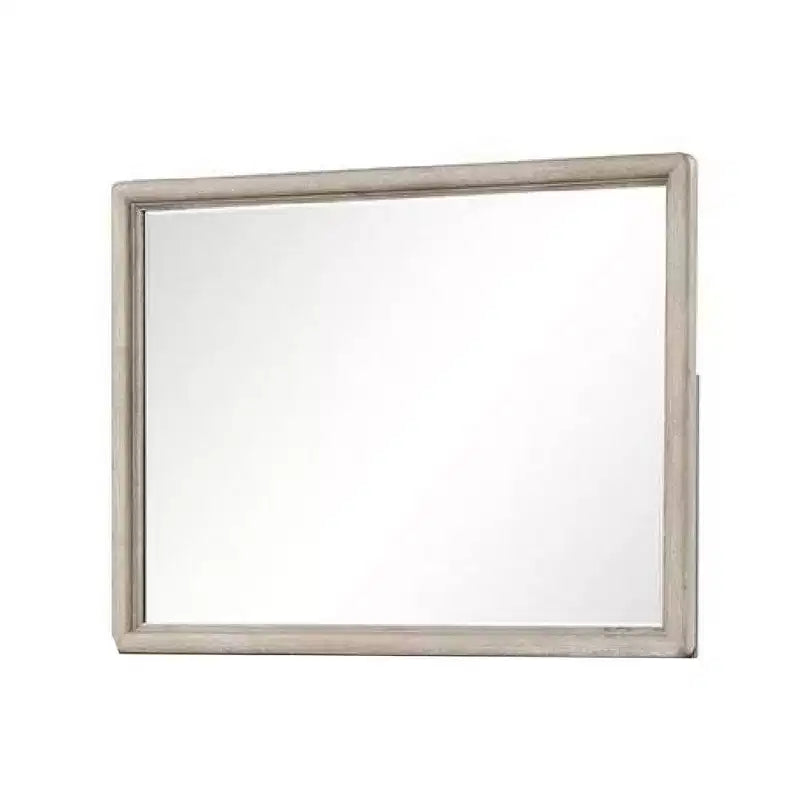 Miroir de commode, Verre biseauté, Bois massif Chêne Brun, 34x45