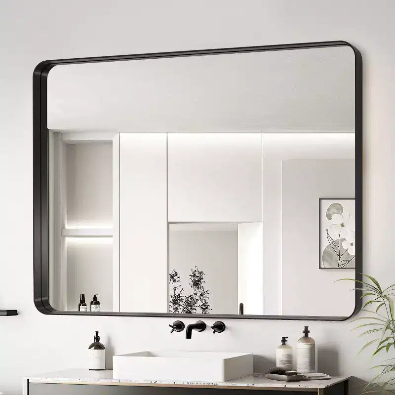 Miroir de salle de bain mural 20x30 pouces, miroir de courtoisie mural rectangulaire moderne avec cadre en aluminium pour salle de bain, chambre