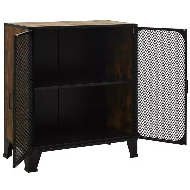 Meuble de rangement, classeur avec portes pour salon, en métal et bois d'ingénierie