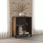 Meuble de rangement, classeur avec portes pour salon, en métal et bois d'ingénierie