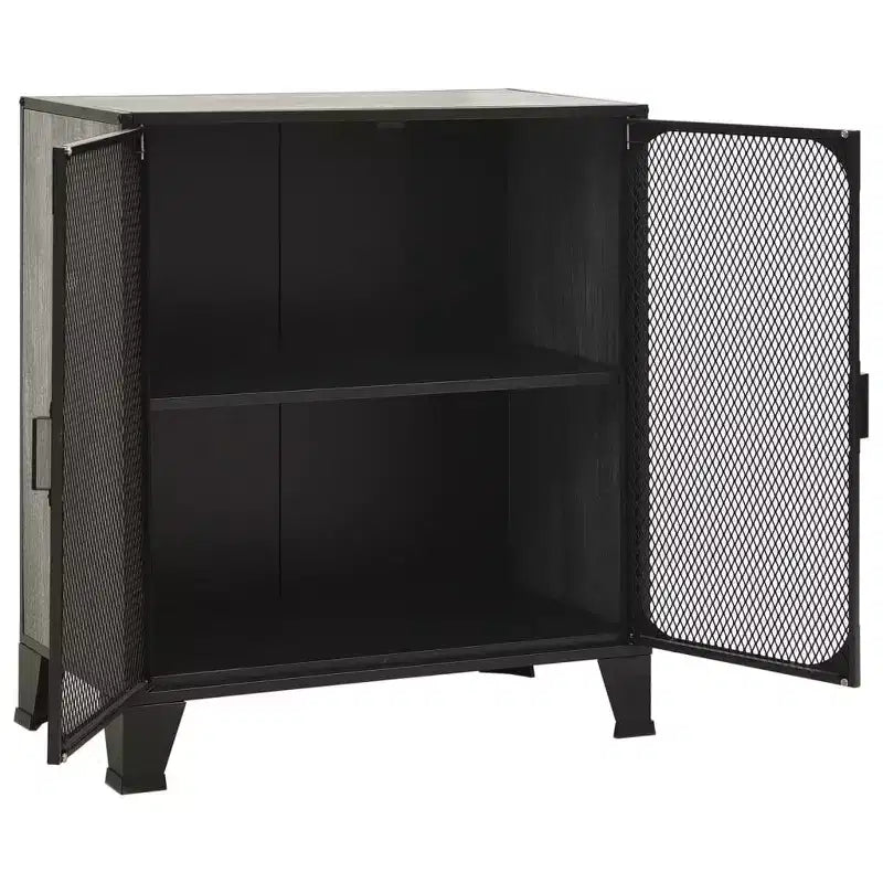 Meuble de rangement, classeur avec portes pour salon, en métal et bois d'ingénierie