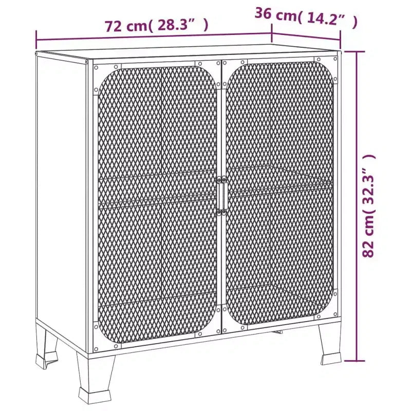 Meuble de rangement, classeur avec portes pour salon, en métal et bois d'ingénierie