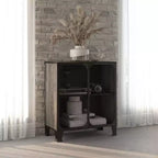 Meuble de rangement, classeur avec portes pour salon, en métal et bois d'ingénierie
