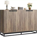 Buffet Sideboard Cabinet, 55 Wide Entryway Console with 4 Doors & Adjustable Shelves,Wood Coffee Bar Cabinet for Living Room, Dining Room, Kitchen