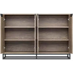 Meuble buffet de 140 cm de large avec 4 portes et étagères réglables, buffet de bar à café en bois pour salon, salle à manger, cuisine