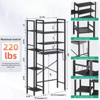 8 - Étagère de rangement de toilettes à plusieurs niveaux avec support latéral, panier de vidange à étagère réglable, organisateur de salle de bain autoportant