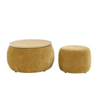 Pouf de rangement rond, Table d'appoint et repose-pieds 2-en-1 avec plateau amovible, 25 de diamètre, Aucun assemblage requis, Pouf pour salon, entrée