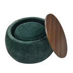 Pouf de rangement rond, Table d'appoint et repose-pieds 2-en-1 avec plateau amovible, 25 de diamètre, Aucun assemblage requis, Pouf pour salon, entrée
