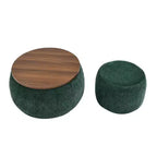 Pouf de rangement rond, Table d'appoint et repose-pieds 2-en-1 avec plateau amovible, 25 de diamètre, Aucun assemblage requis, Pouf pour salon, entrée