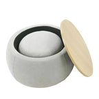 Pouf de rangement rond, Table d'appoint et repose-pieds 2-en-1 avec plateau amovible, 25 de diamètre, Aucun assemblage requis, Pouf pour salon, entrée