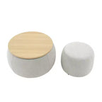 Pouf de rangement rond, Table d'appoint et repose-pieds 2-en-1 avec plateau amovible, 25 de diamètre, Aucun assemblage requis, Pouf pour salon, entrée