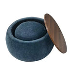 Pouf de rangement rond, Table d'appoint et repose-pieds 2-en-1 avec plateau amovible, 25 de diamètre, Aucun assemblage requis, Pouf pour salon, entrée