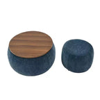 Pouf de rangement rond, Table d'appoint et repose-pieds 2-en-1 avec plateau amovible, 25 de diamètre, Aucun assemblage requis, Pouf pour salon, entrée
