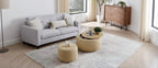 TUYOHW Round Storage Ottoman,2-in-1 End Table & Footstool with Removable Top,25 Diameter,No Assembly Required,Ottoman for Living Room,Entryway