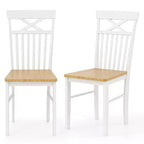 Costway Farmhouse Dining Chair Set of 2 Wooden Kitchen Chair w/ Rubber Wood Frame