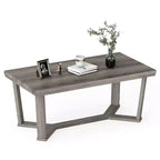 Costway Coffee Table Solid Rubber Wood Center Table w/ Cross-Shaped Base Accent Table