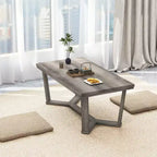 Table basse en bois d'hévéa massif avec piètement en croix, table d'appoint