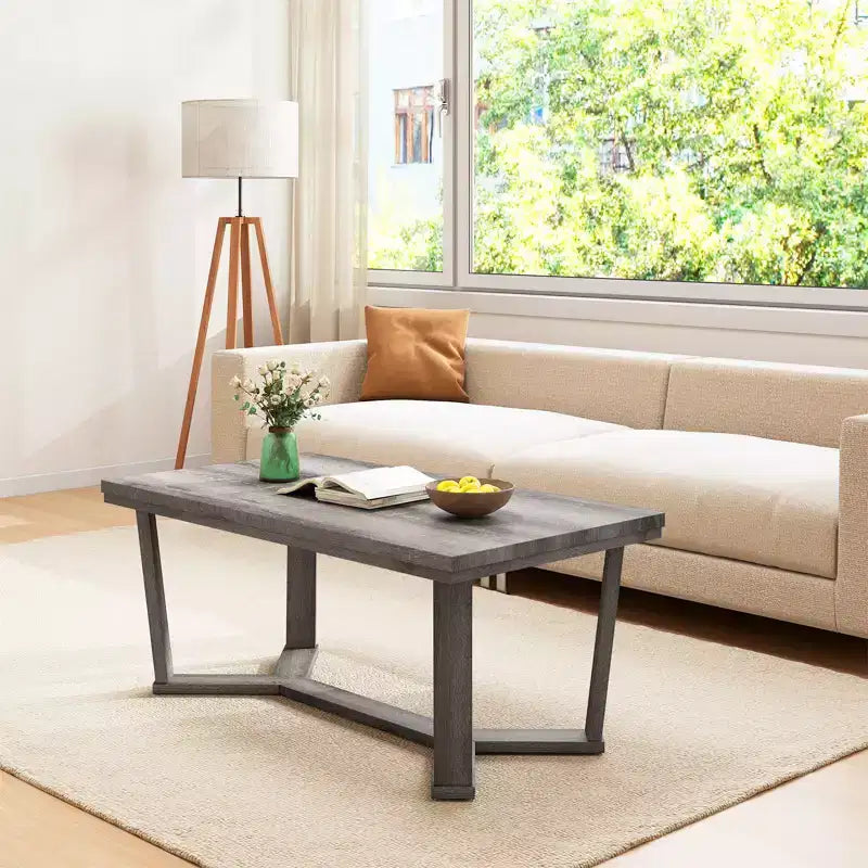 Table basse en bois d'hévéa massif avec piètement en croix, table d'appoint