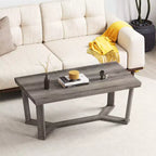 Table basse en bois d'hévéa massif avec piètement en croix, table d'appoint