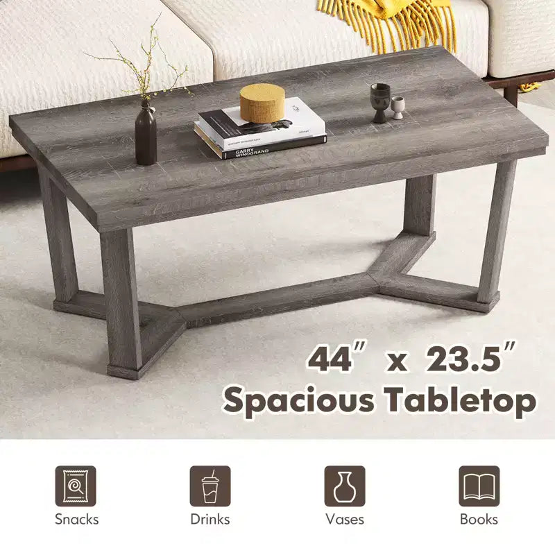 Table basse en bois d'hévéa massif avec piètement en croix, table d'appoint