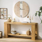 63 Farmhouse Narrow Entryway Console Table with Storage Shelf, Carved Bead Trim Hallway Table for Living Room, or Office - Panipeachy