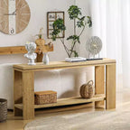 63 Table console étroite de style ferme avec étagère de rangement, table d'entrée sculptée avec perles pour salon ou bureau