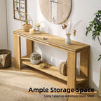 63 Table console étroite de style ferme avec étagère de rangement, table d'entrée sculptée avec perles pour salon ou bureau