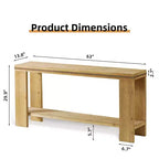 63 Table console étroite de style ferme avec étagère de rangement, table d'entrée sculptée avec perles pour salon ou bureau