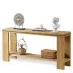 63 Table console étroite de style ferme avec étagère de rangement, table d'entrée sculptée avec perles pour salon ou bureau