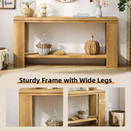 63 Table console étroite de style ferme avec étagère de rangement, table d'entrée sculptée avec perles pour salon ou bureau