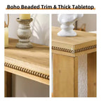63 Table console étroite de style ferme avec étagère de rangement, table d'entrée sculptée avec perles pour salon ou bureau