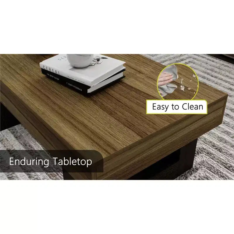 Table basse rectangulaire en bois brun rustique de 42,51 po