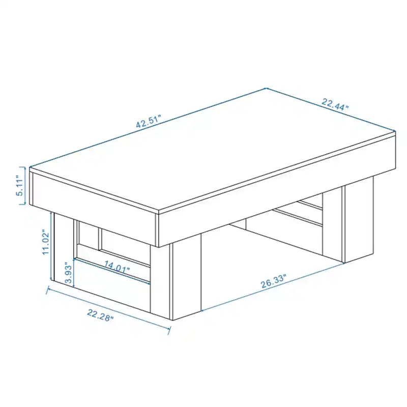 Table basse rectangulaire en bois brun rustique de 42,51 po