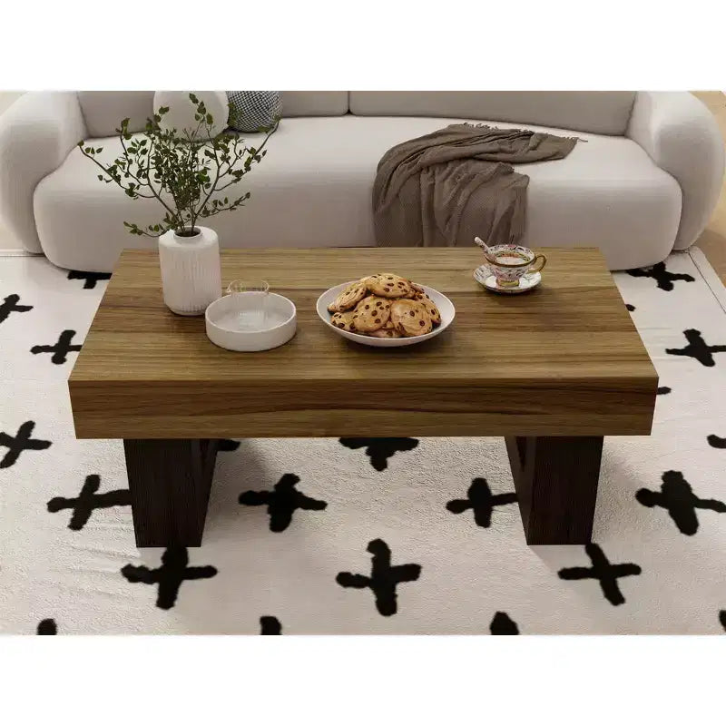 Table basse rectangulaire en bois brun rustique de 42,51 po