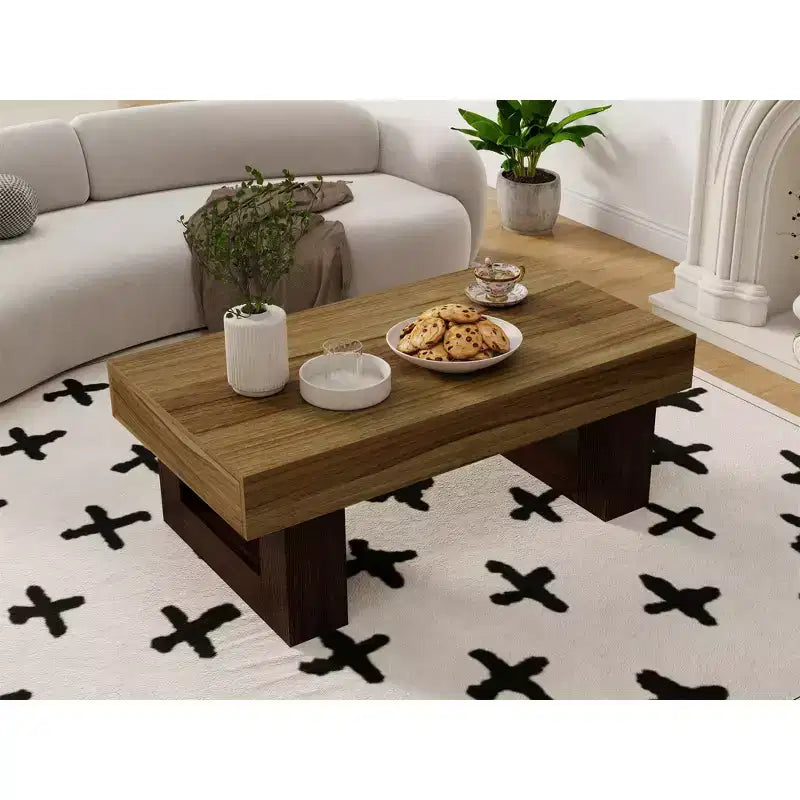 Table basse rectangulaire en bois brun rustique de 42,51 po
