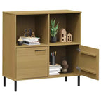 Bibliothèque armoire à pied métallique OSLO en bois massif