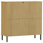 Bibliothèque armoire à pied métallique OSLO en bois massif