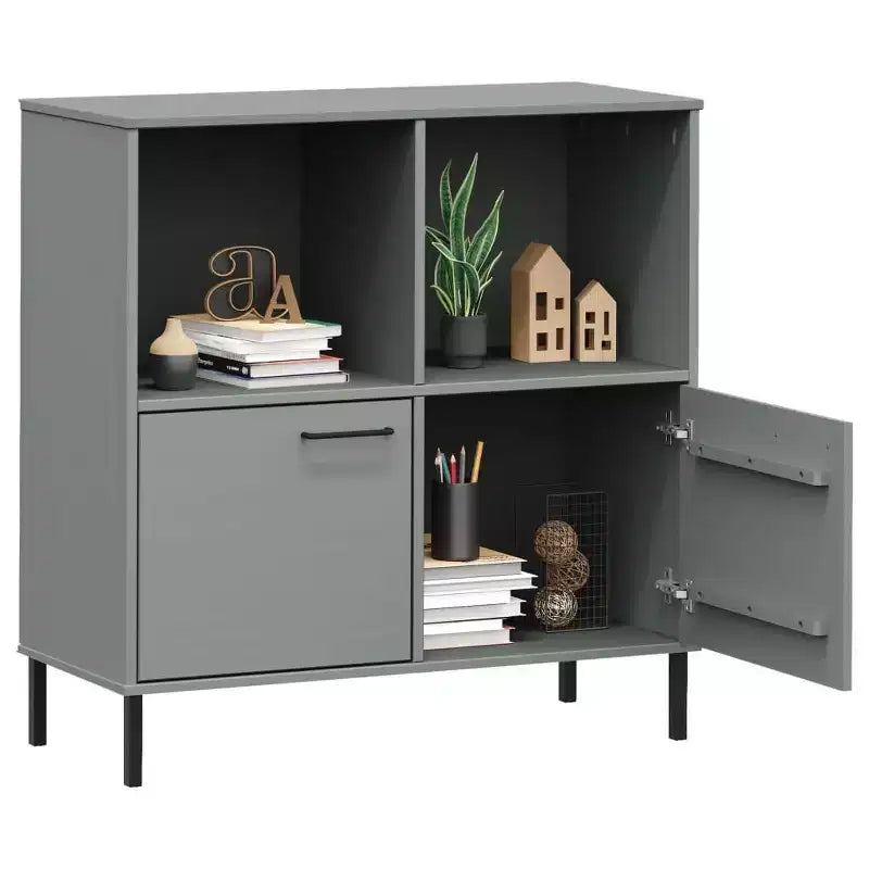 Bibliothèque armoire à pied métallique OSLO en bois massif