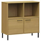 vidaXL Bookshelf Book Cabinet with Metal Legs Storage Cabinet OSLO Solid Wood