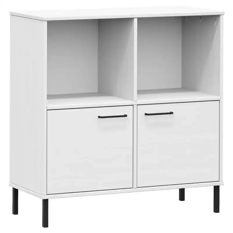 Bibliothèque armoire à pied métallique OSLO en bois massif
