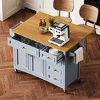 Kitchen Island with Drop Leaf, Rolling Kitchen Islands on Wheels with Drawer, Kitchen Storage Island with Adjustable Shelf